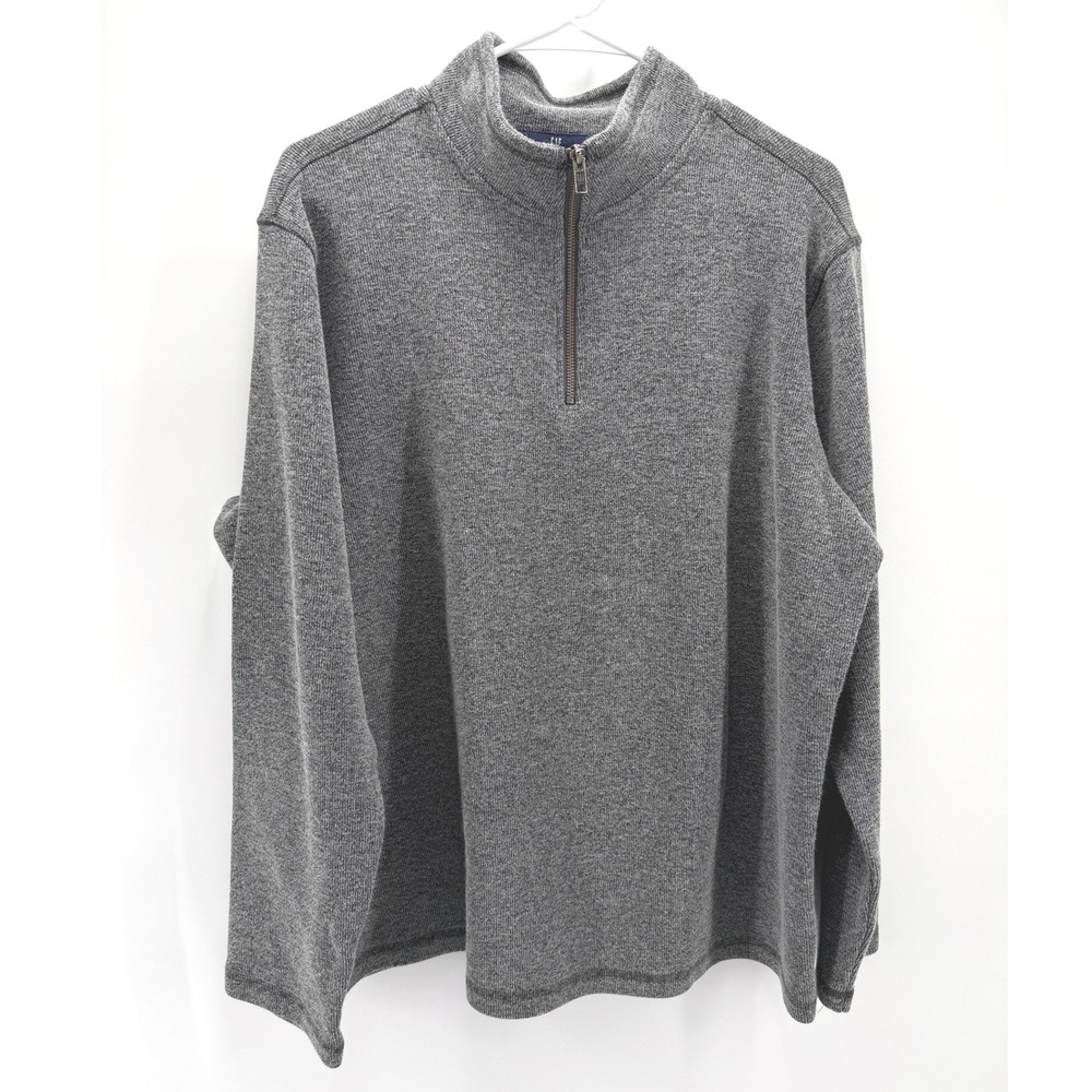 Gap 1/4 Zip Pullover Men XL Gray Heathered Mock Neck Sweater Preppy Outdoor EUC